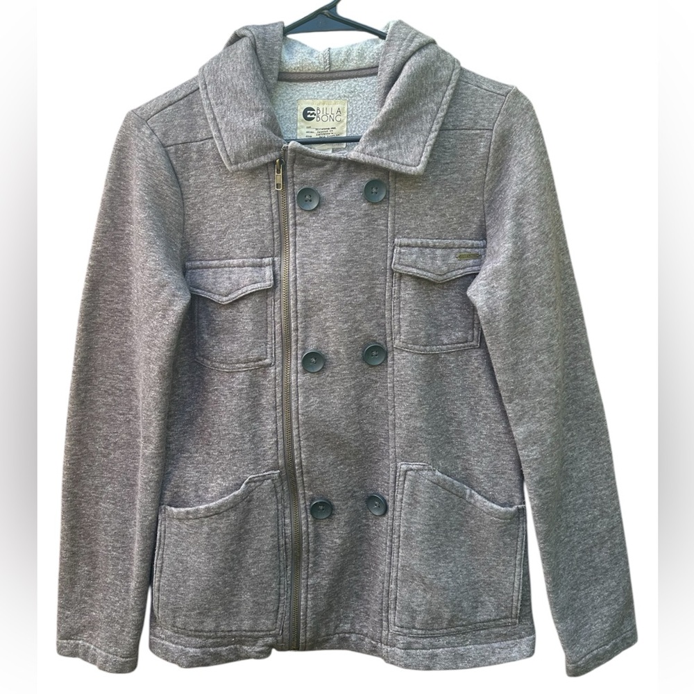 BILLABONG Women’s Full Zip Off Center Hooded Grey Jacket Size: S